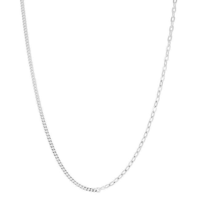 Sunkissed Sterling 14k Gold over Silver Link X Curb Chain Necklace, Womens Silver Tone Product Image