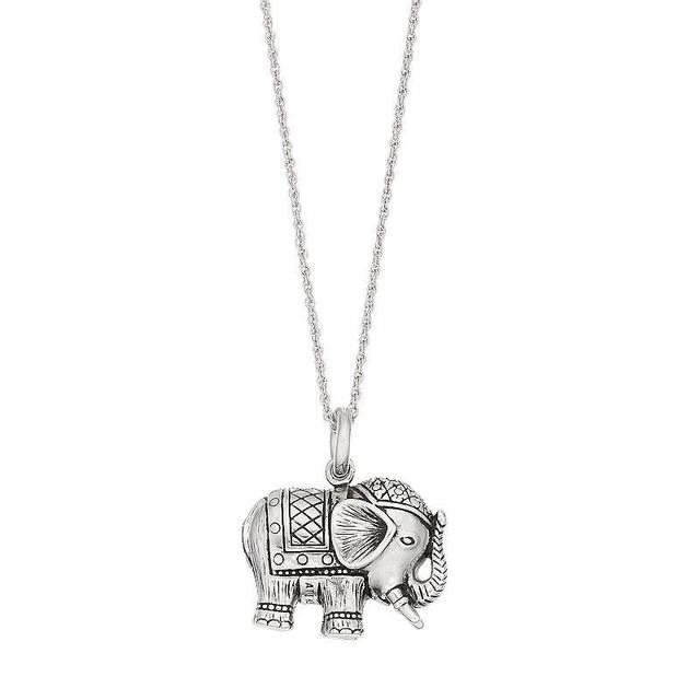 Sterling Silver Elephant Pendant Necklace, Womens Gray Product Image