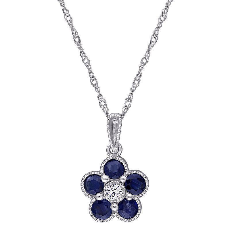 Stella Grace 14K White Gold Sapphire & Diamond Accent Pendant Necklace, Womens 14k Whgold Product Image