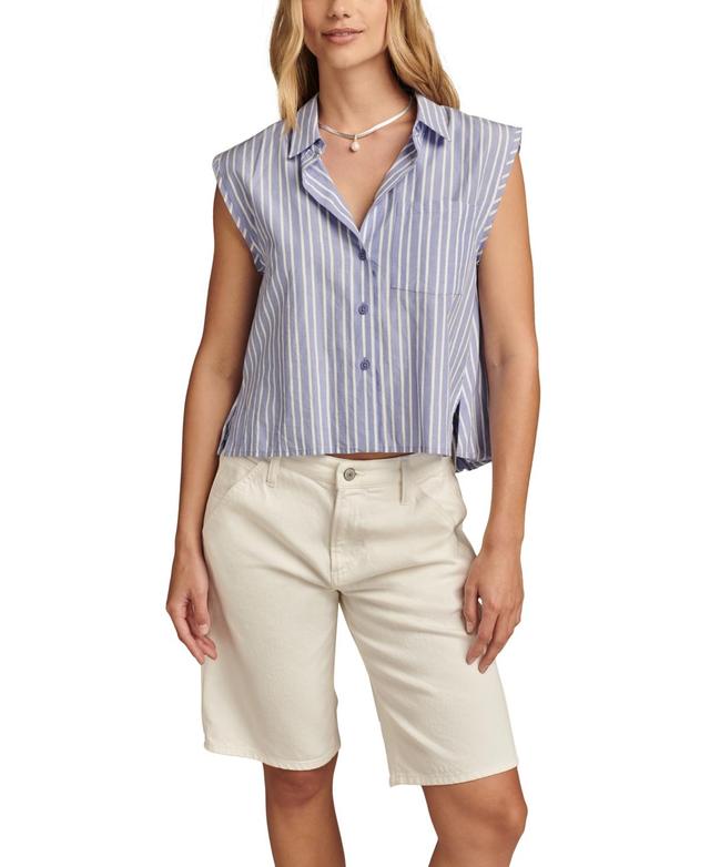 Lucky Brand Womens Cotton Sleeveless Bubble Hem Shirt Product Image