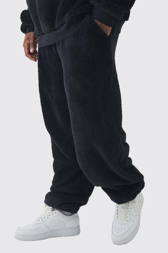 Plus Borg Oversized Jogger | boohooMAN USA Product Image