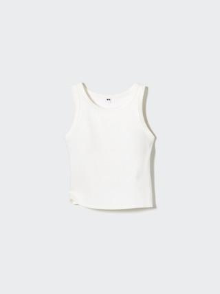 Womens Ribbed Cropped Sleeveless Bra Top White Small UNIQLO US Product Image