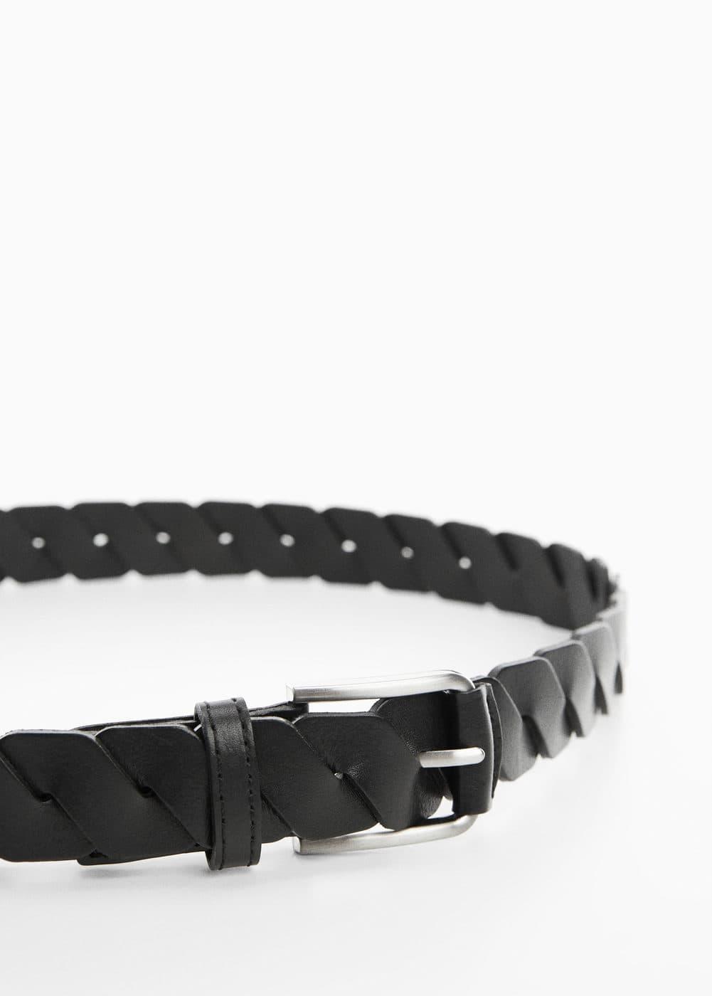 MANGO MAN - Braided leather belt blackMen Product Image