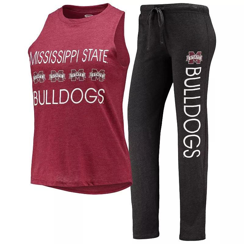 Womens Concepts Sport Black/Maroon Mississippi State Bulldogs Tank Top & Pants Sleep Set Product Image