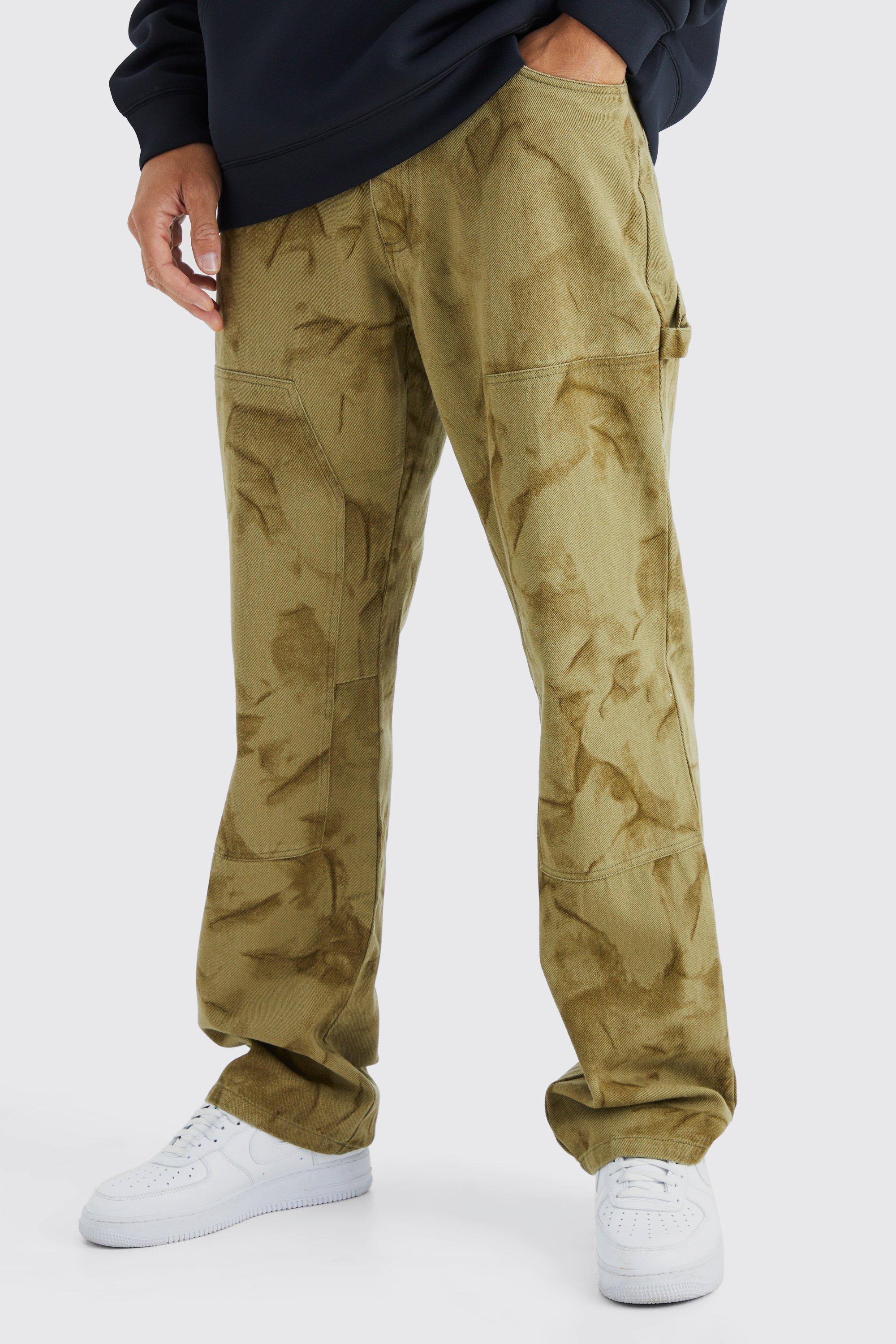 Tall Fixed Waist Relaxed Smoke Wash Carpenter Pants | boohooMAN USA Product Image