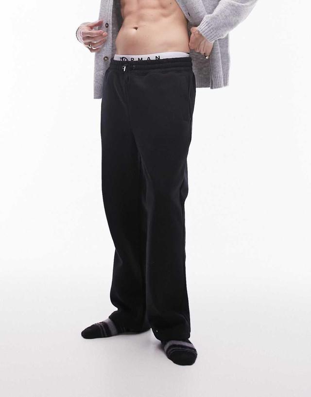 Topman straight leg sweatpants in black Product Image