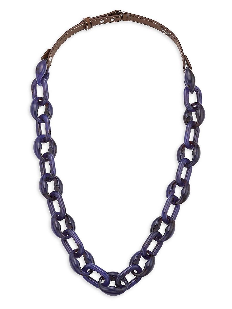 Womens Comodo Chain Link & Leather Necklace Product Image