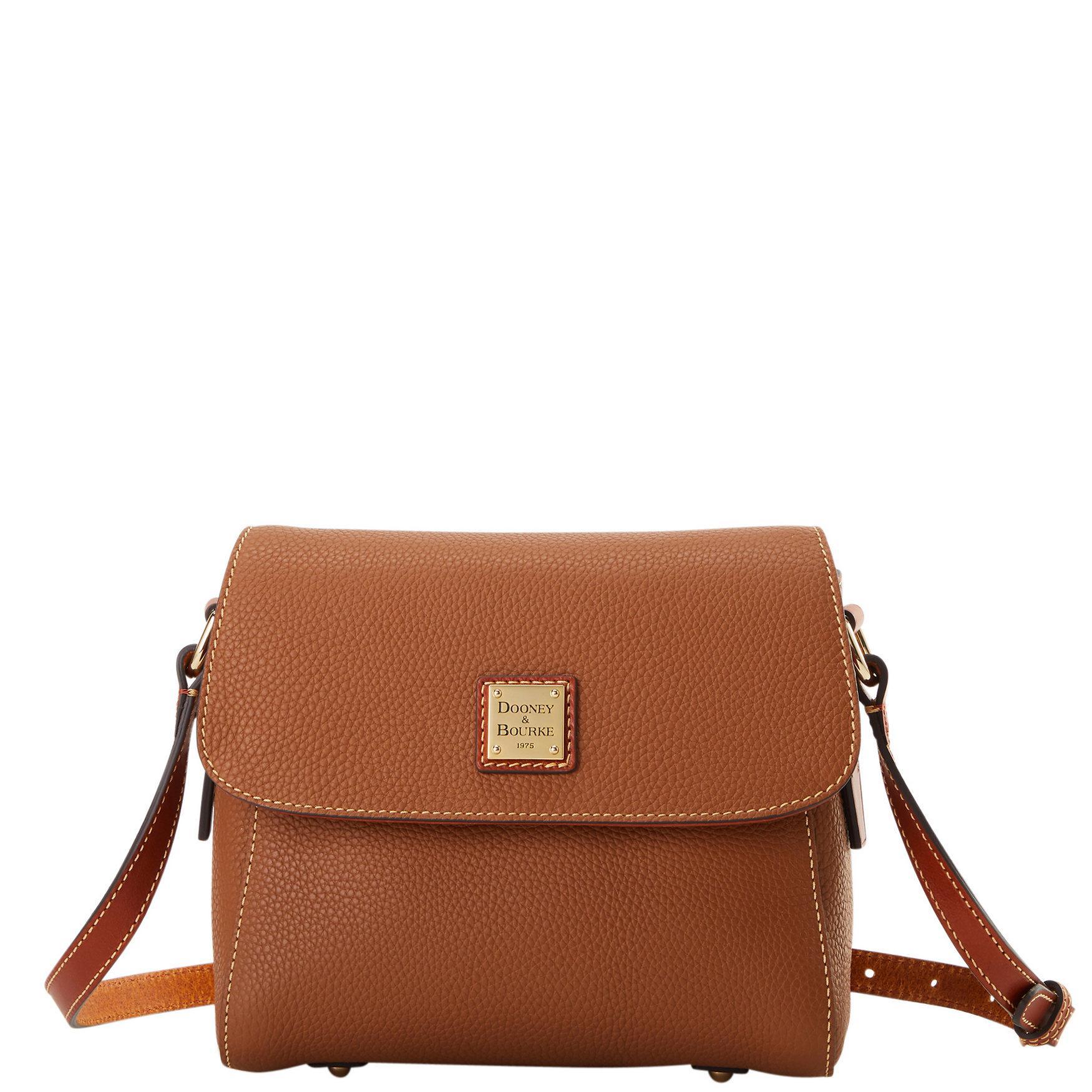 Dooney & Bourke Womens Pebble Grain Small Eliza Crossbody Leather Shoulder Bag in Caramel Product Image