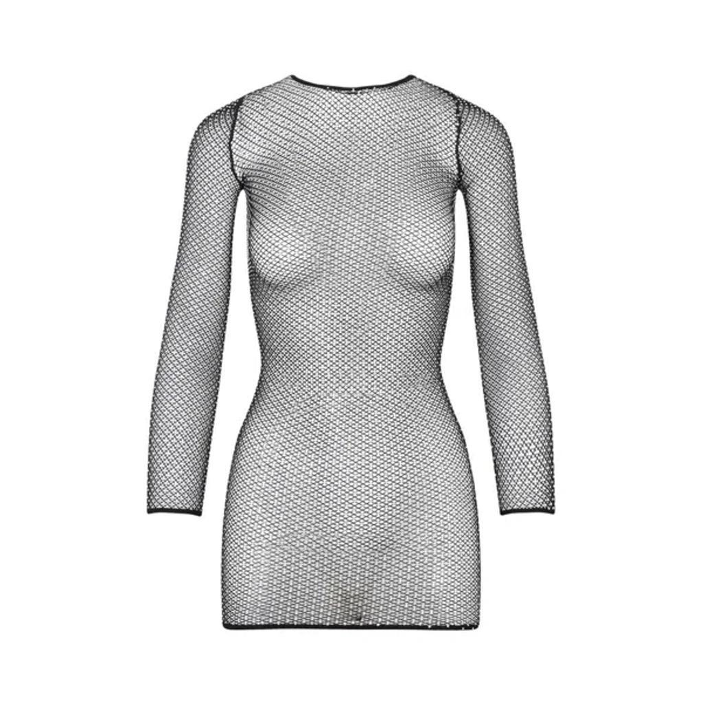 BALENCIAGA Crystal Mesh Mini Top In Black Silver Product Image