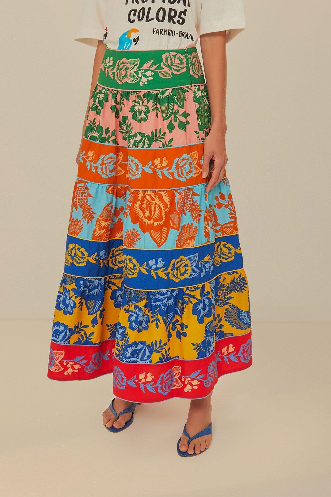 Lace Garden Tiered Maxi Skirt Product Image