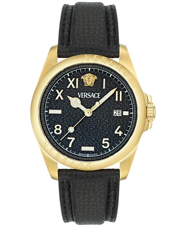 Men's Anteo IP Yellow Gold Leather-Strap Watch, 41mm Product Image