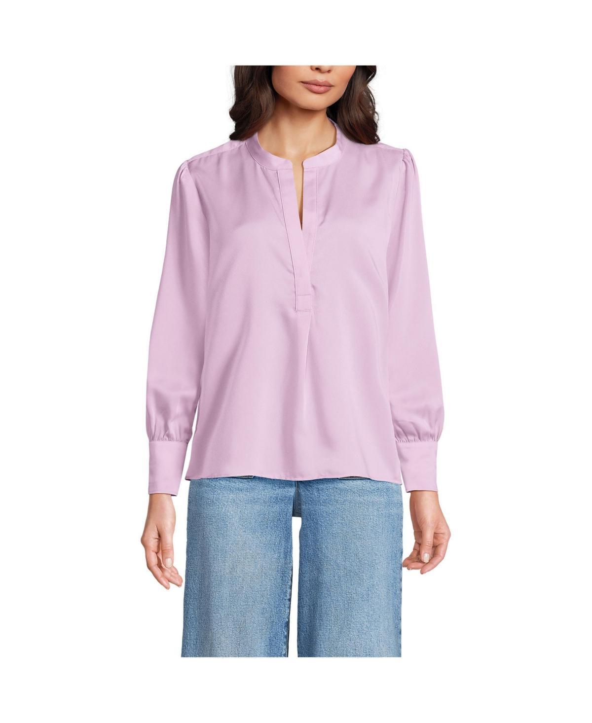 Womens Lands End Satin Popover Shirt Product Image