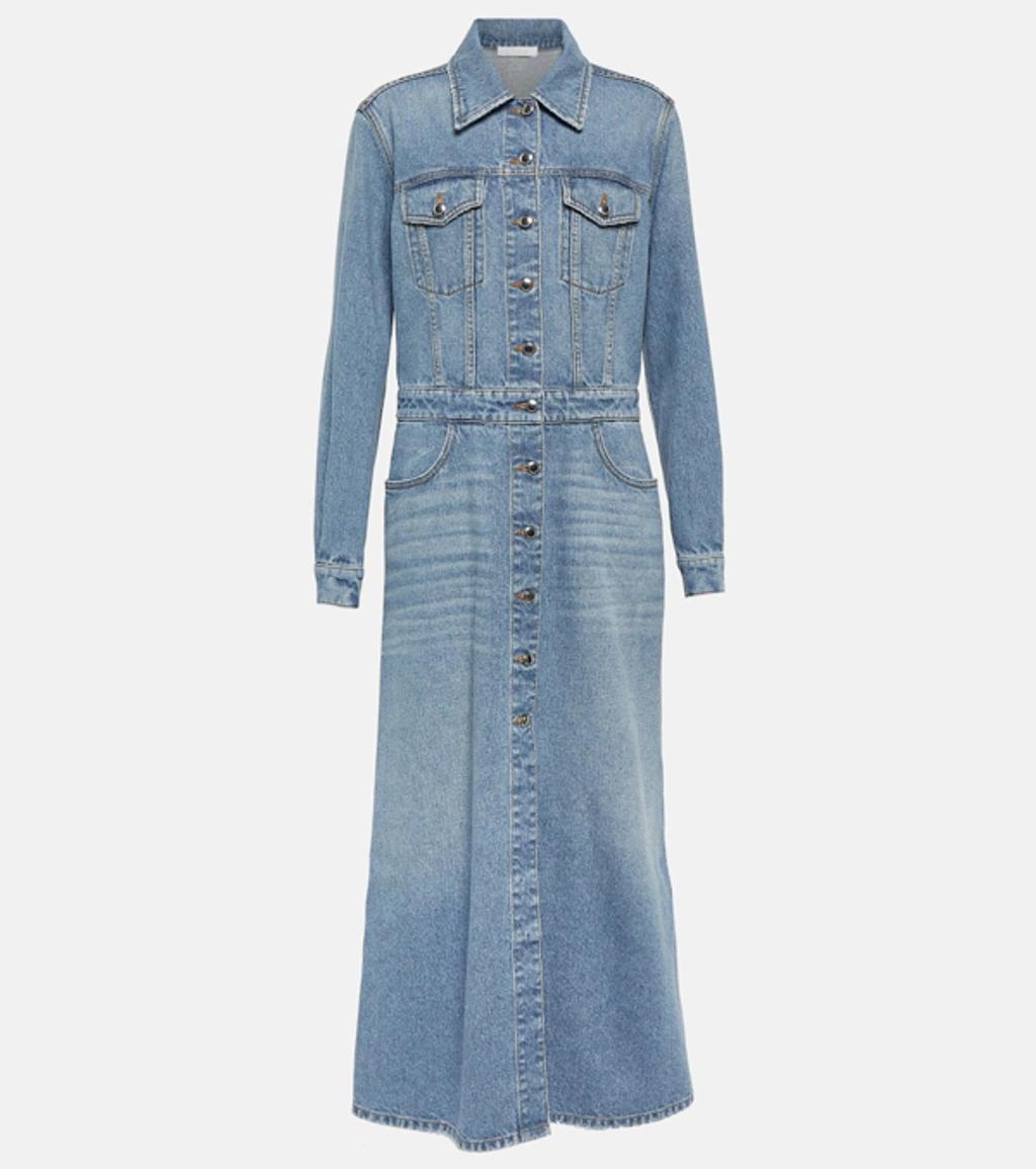 Denim Maxi Dress In Blue Product Image