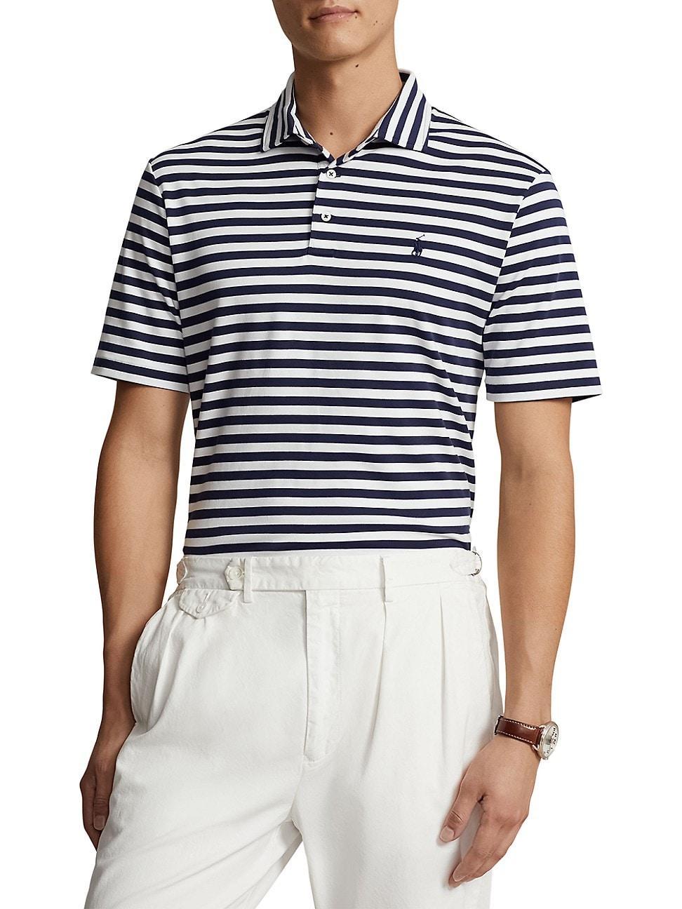 Mens Striped Cotton Polo Shirt Product Image