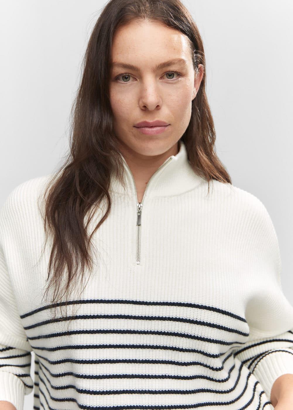 MANGO Stripe Half Zip Sweater Product Image