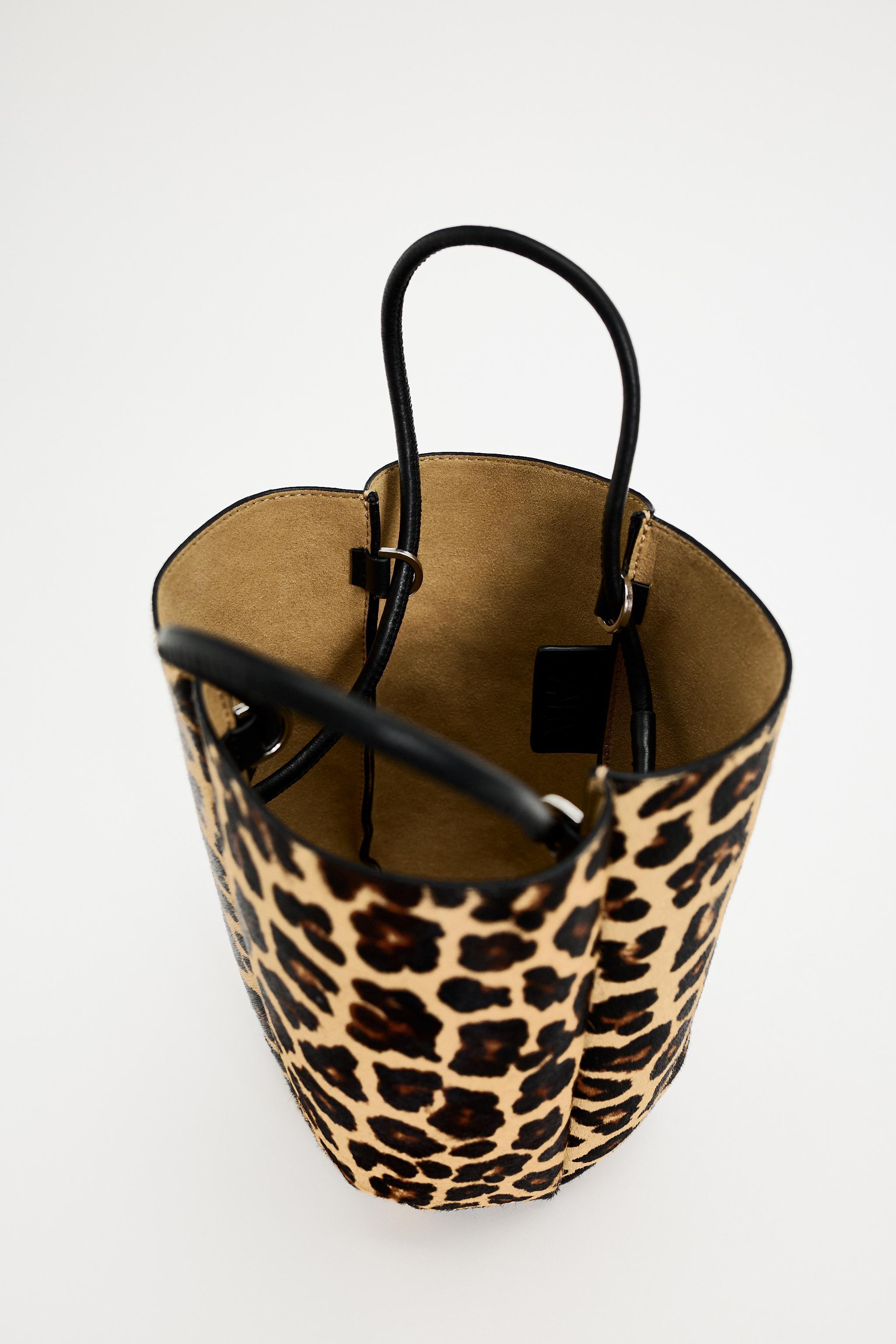 ANIMAL PRINT LEATHER MINI BUCKET BAG Product Image