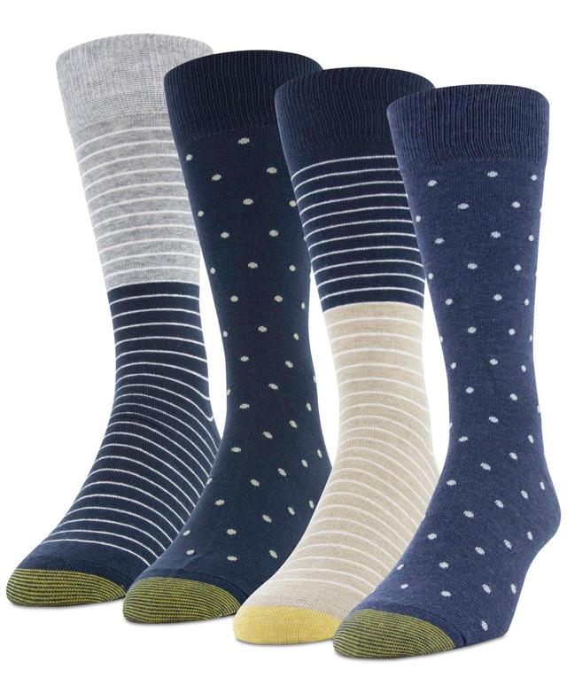 Mens 4-Pack Casual Dot Stripe Crew Socks Product Image