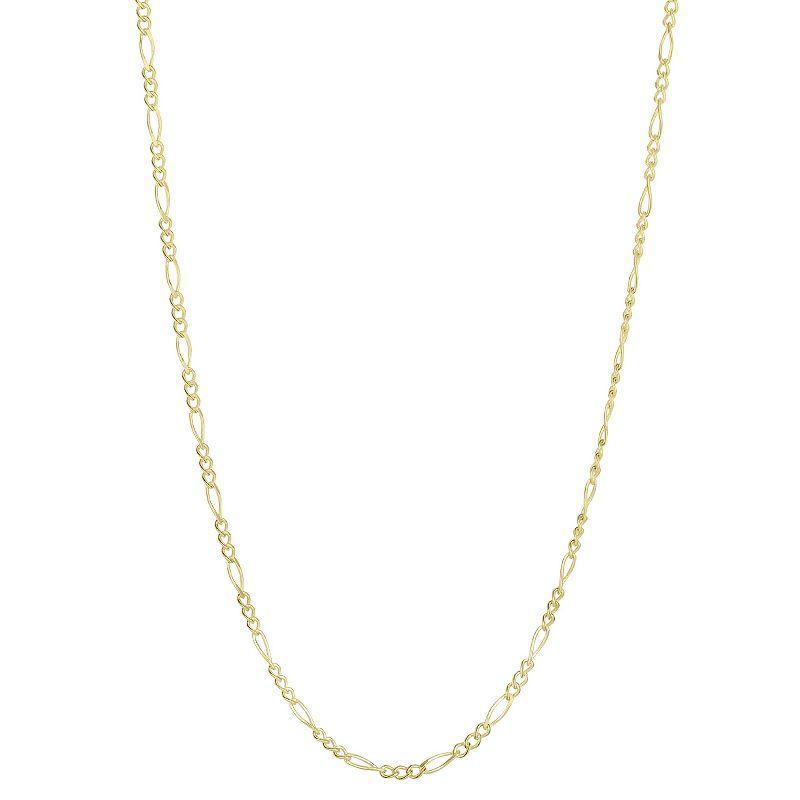 LUMINOR GOLD 14k Gold Figaro Chain Necklace, Womens Yellow Product Image