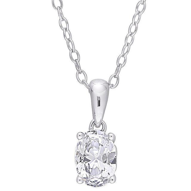 Stella Grace Sterling Silver & Gemstone Oval Stud Pendant Necklace, Womens White Product Image