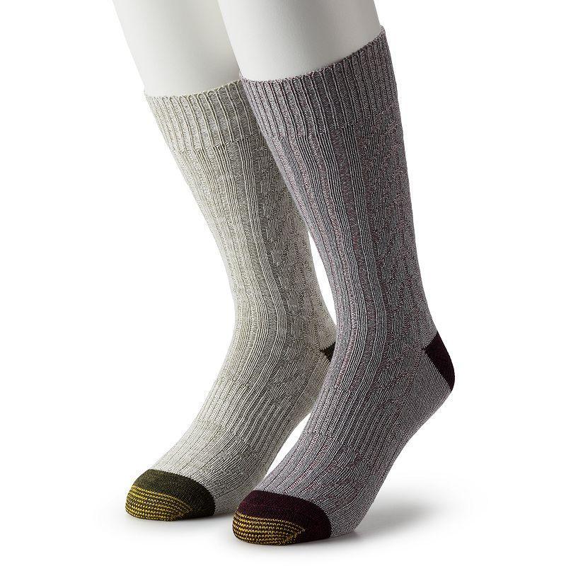 Mens GOLDTOE 2-Pack Horizon Textured Crew Socks Blue Cable Product Image