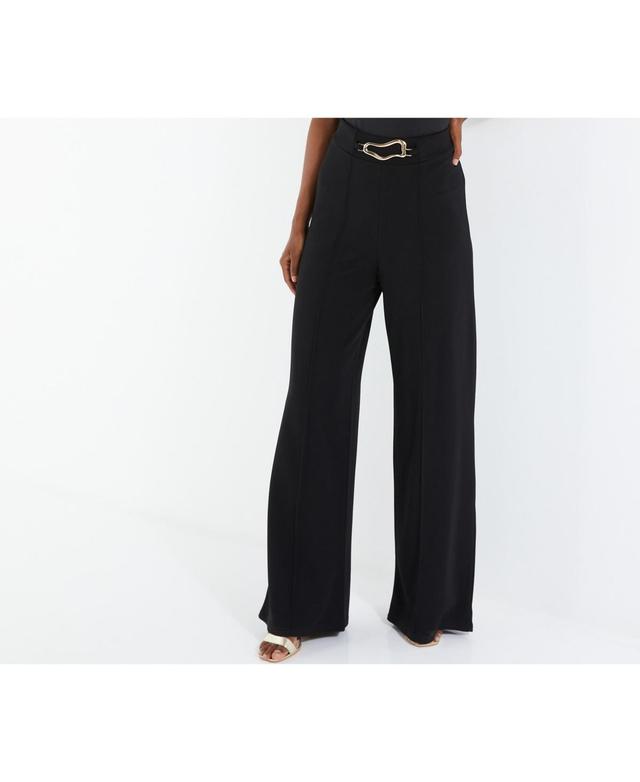 Womens Scuba Crepe Pant With Gold Buckle Product Image