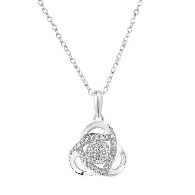 Sterling Silver 1/4 Carat T.W. Diamond Knot Pendant Necklace, Womens Product Image