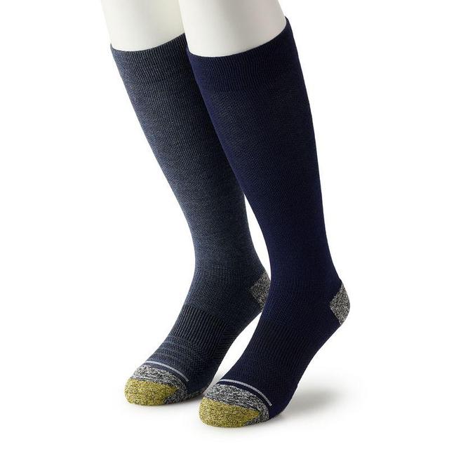 Mens GOLDTOE 2-Pack Mild Compression Knee High Comfort Socks Set Blue Assorted Product Image