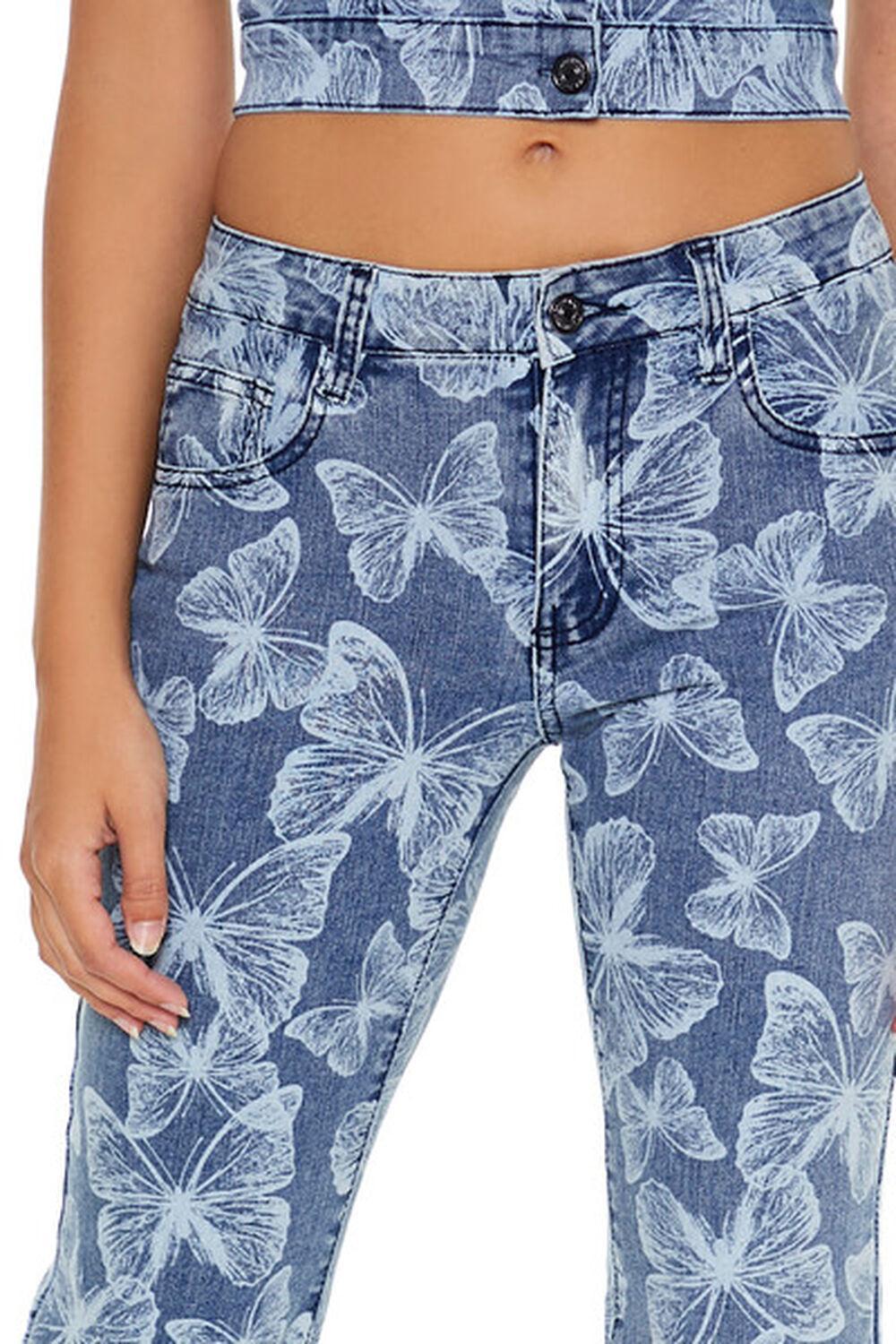 Butterfly Print Flare Jeans | Forever 21 Product Image