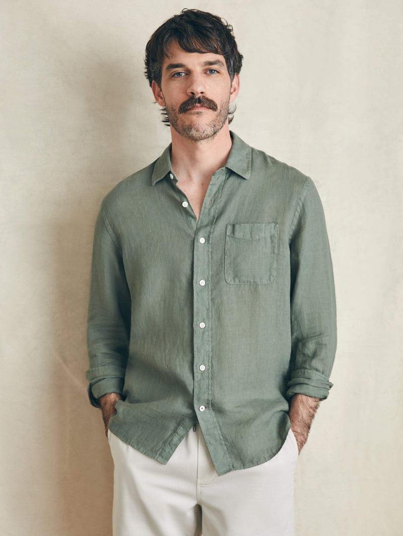 Laguna Linen Shirt - Desert Olive Product Image