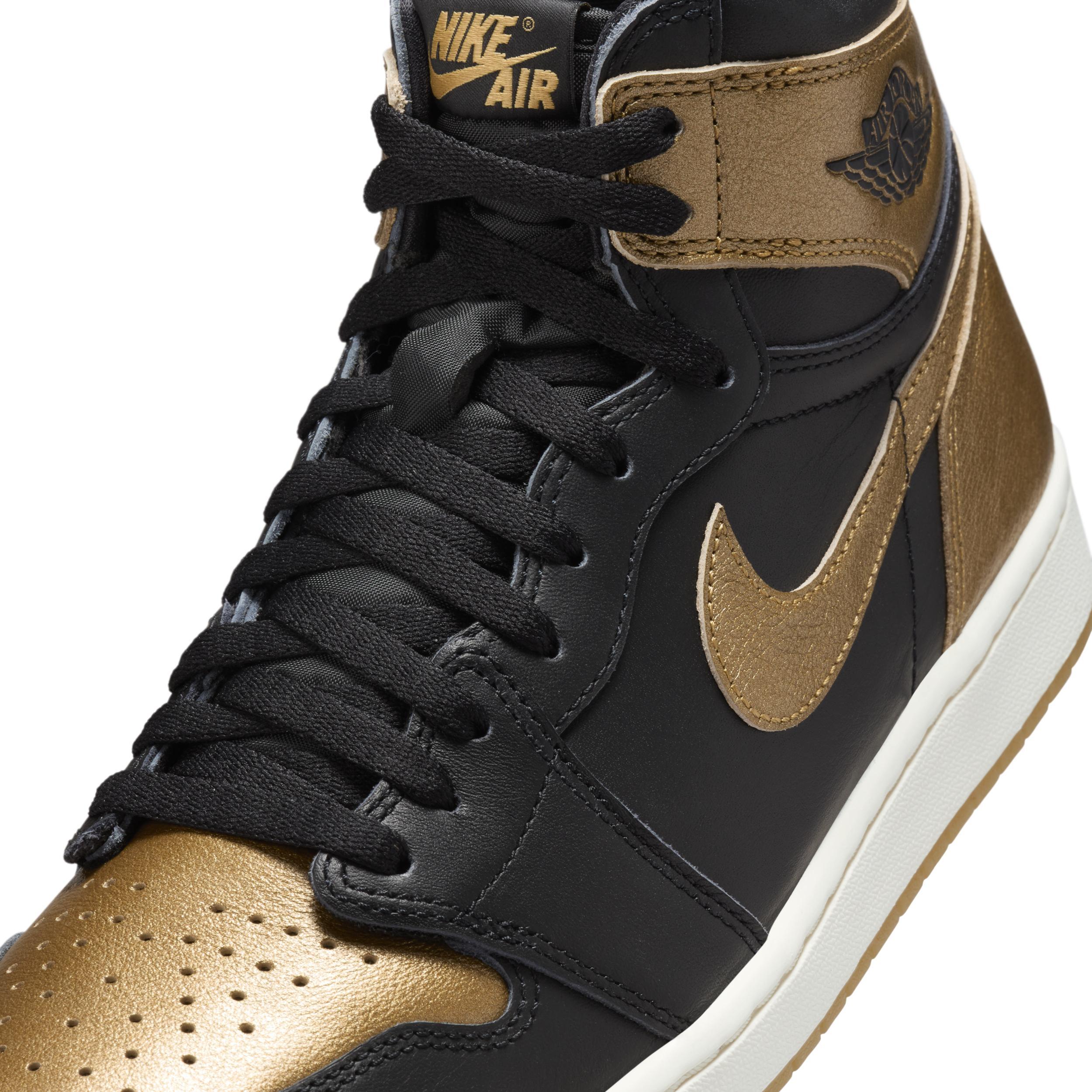 Men's Air Jordan 1 Retro High OG and Gold" Shoes in Black Product Image