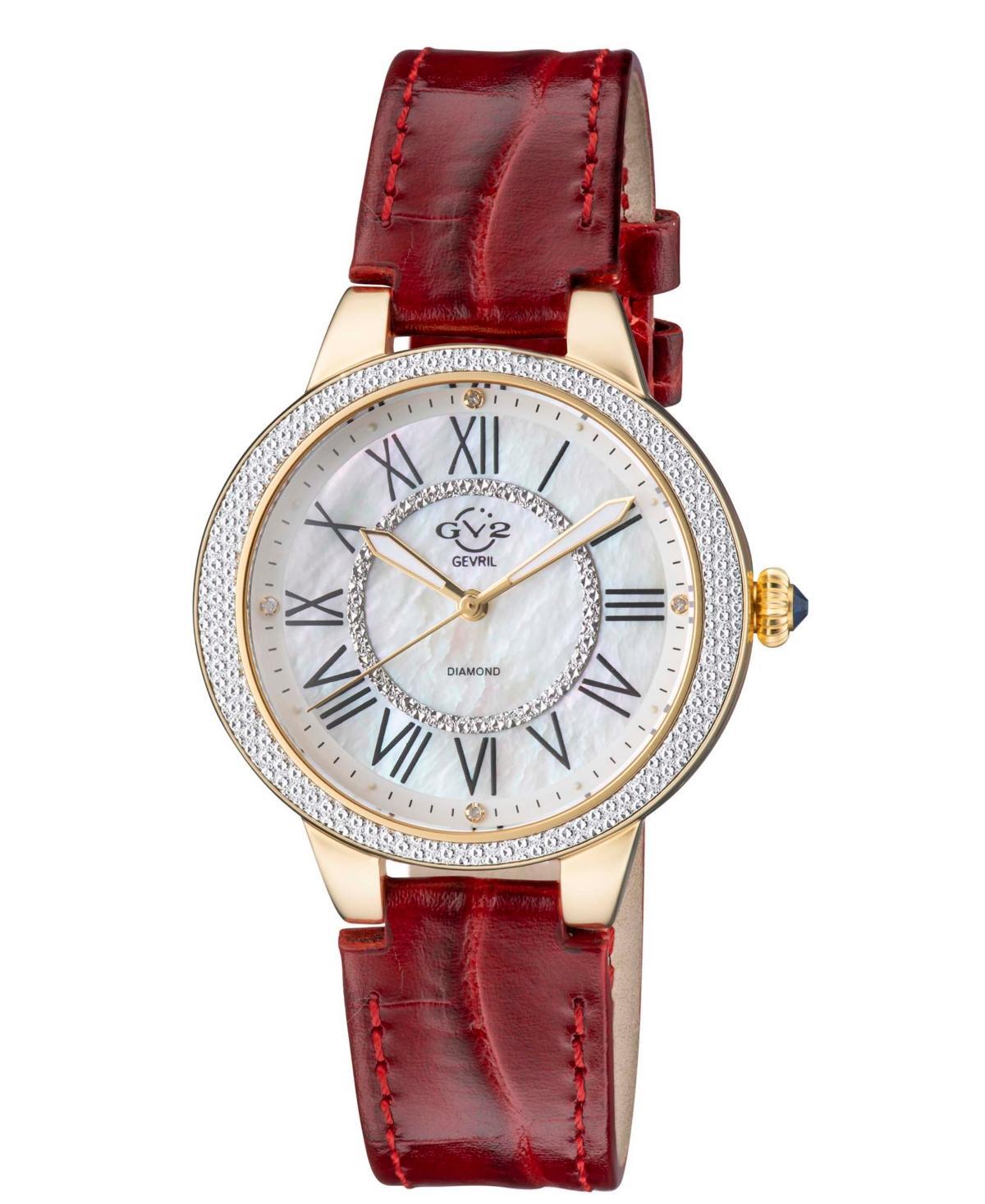 GV2 by Gevril Womens Astor Ii Swiss Quartz Red Leather Watch 36mm Product Image