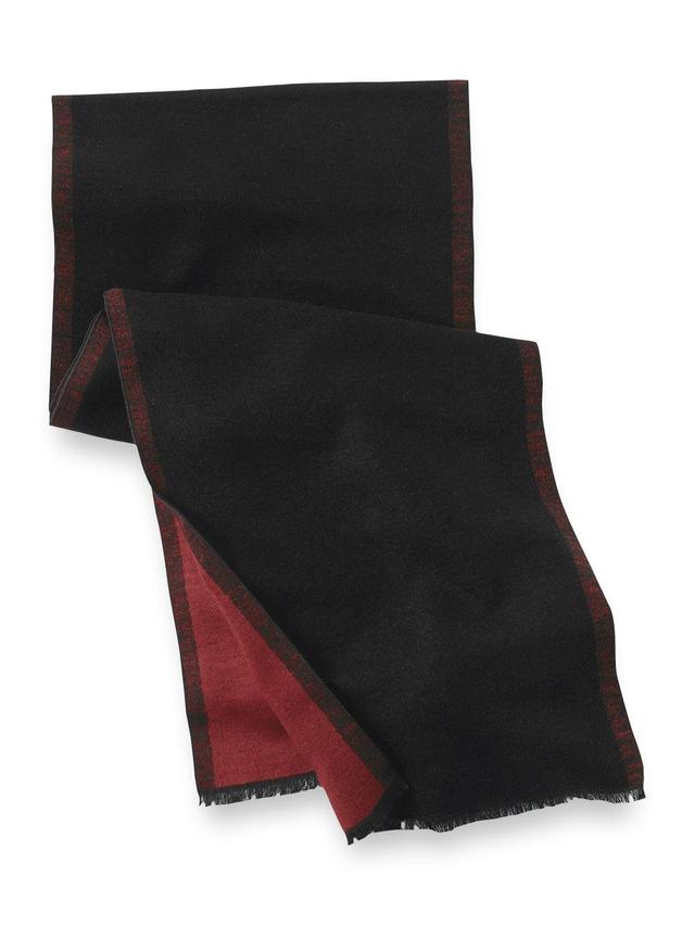 Solid Reversible Brushed Silk Scarf - Black/red Product Image