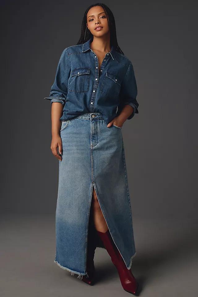 The Madi Front-Slit Denim Skirt by Pilcro Product Image