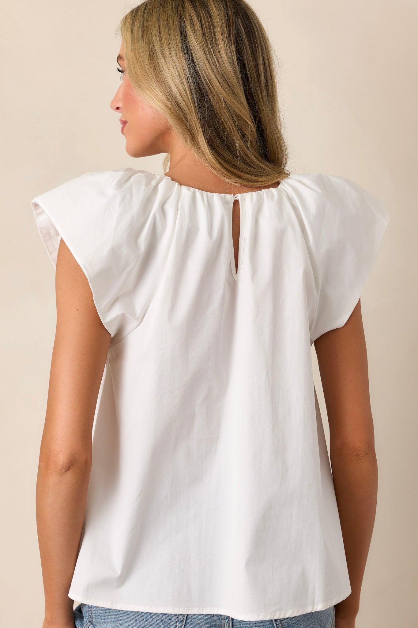 Pure Memory Ivory V-Neck Flutter Sleeve Top Product Image