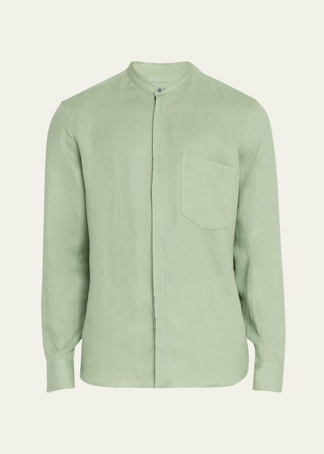 ZEGNA Oasi Band Collar Linen Button-Up Shirt Product Image