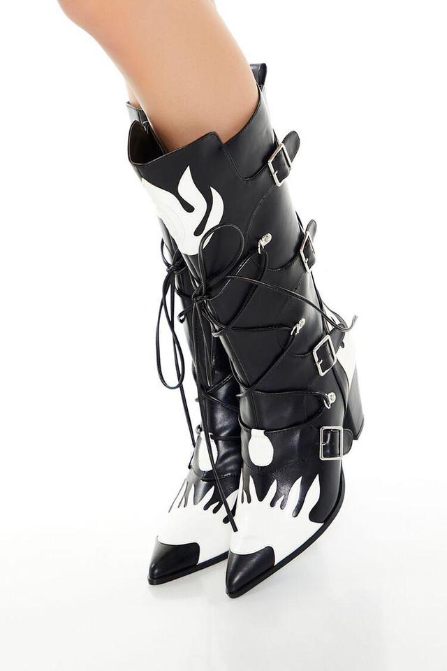 Buckled Lace-Up Flame Boots | Forever 21 Product Image