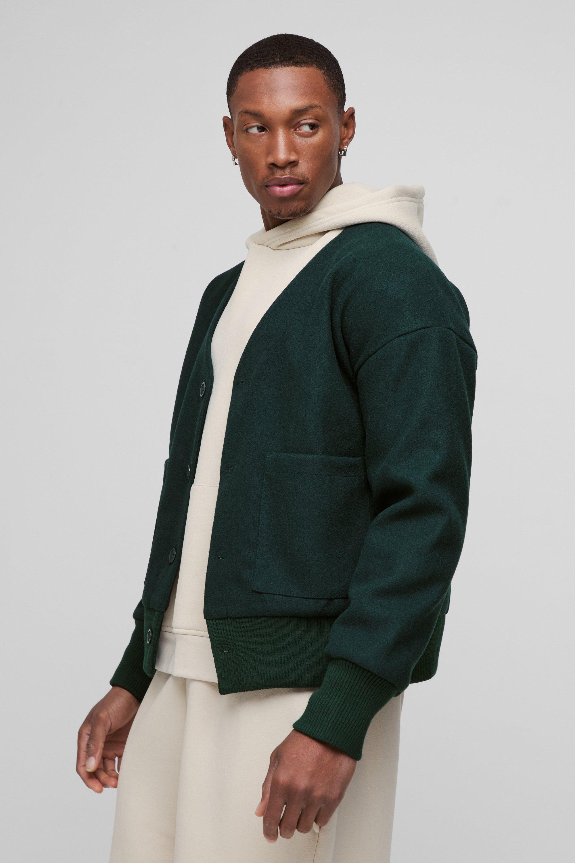 Boxy Open Neck Bomber Jacket | boohooMAN USA Product Image