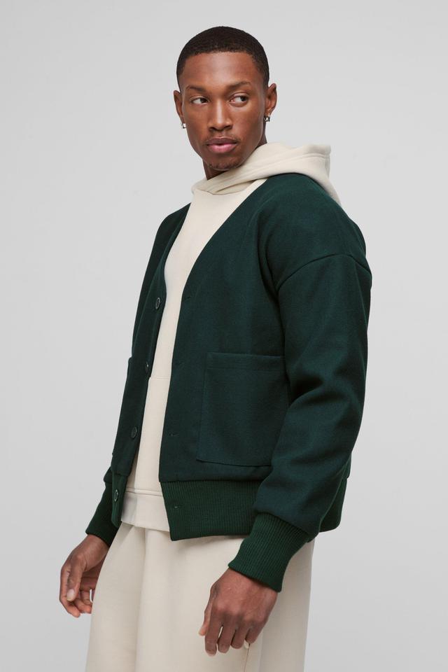 Boxy Open Neck Bomber Jacket | boohooMAN USA Product Image