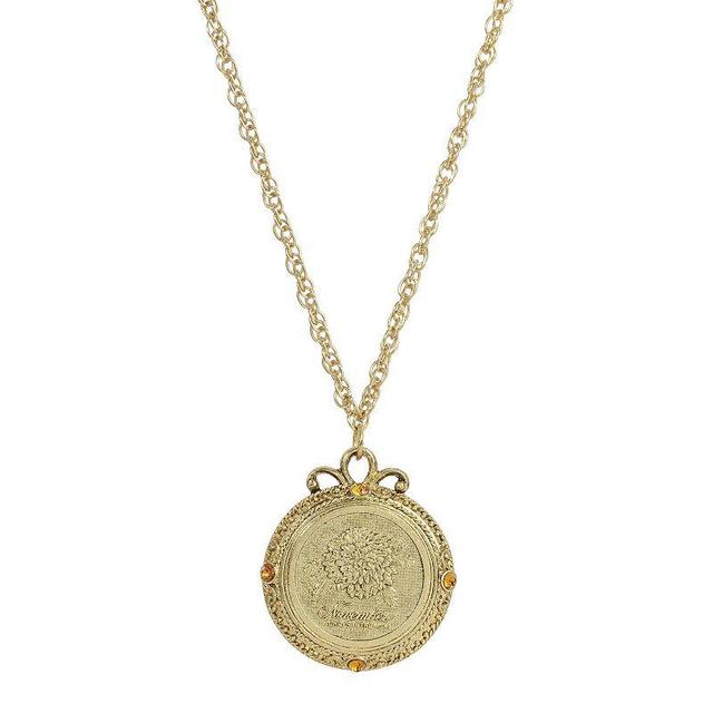 1928 Gold Tone Flower of the Month Pendant Necklace, Womens, November Product Image