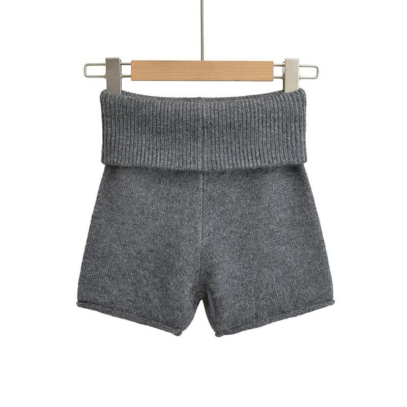 High Waist Plain Knit Shorts Product Image