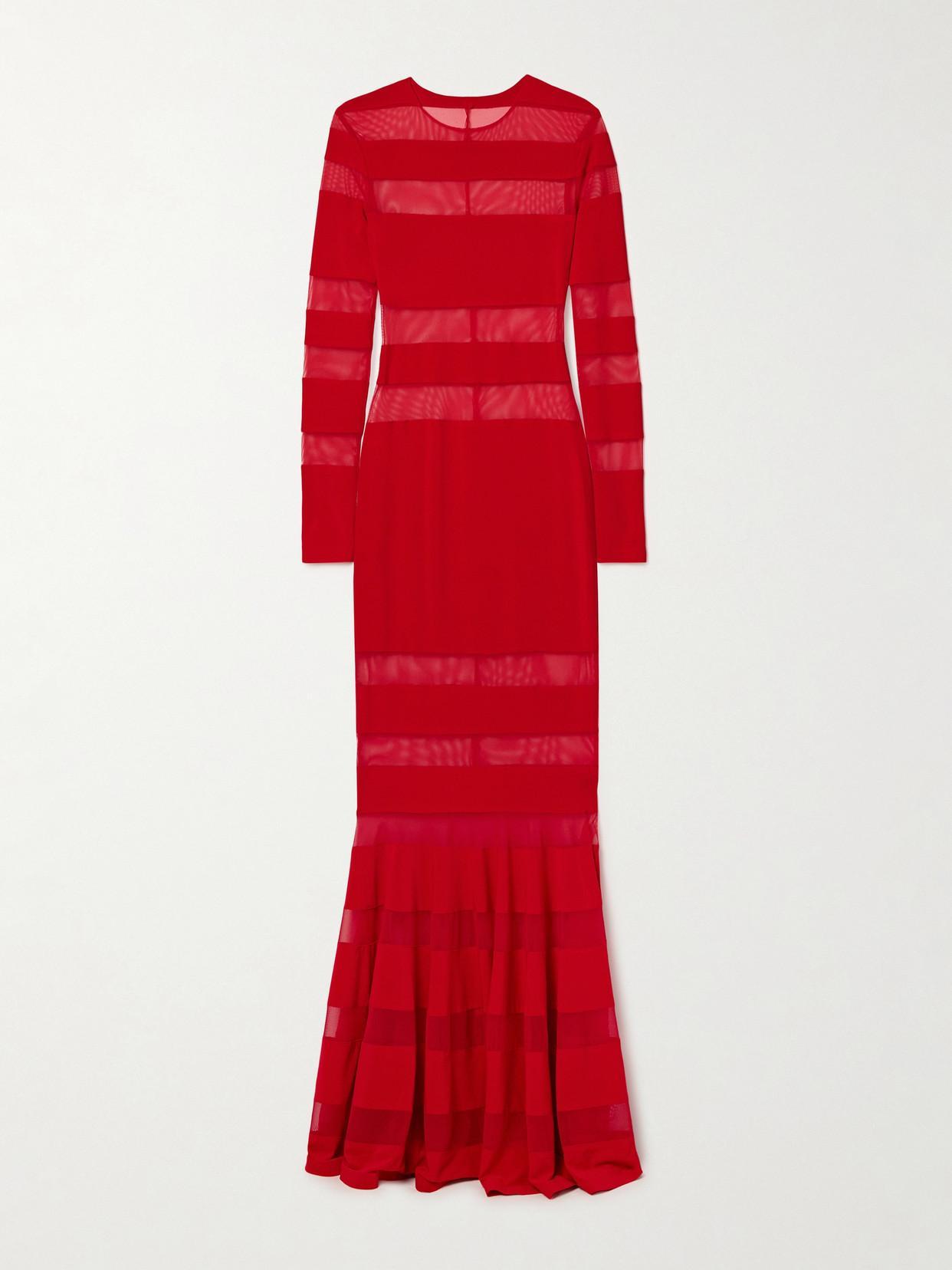 NORMA KAMALI Spliced Dress Fishtail Gown In Tiger Red Product Image