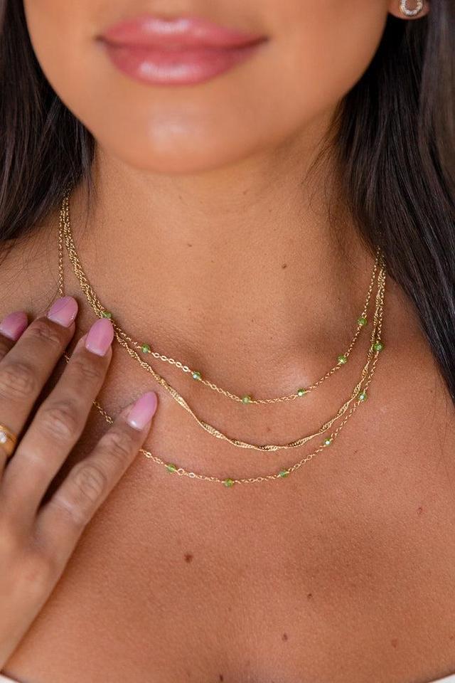 Green Beaded Layering Necklace Product Image