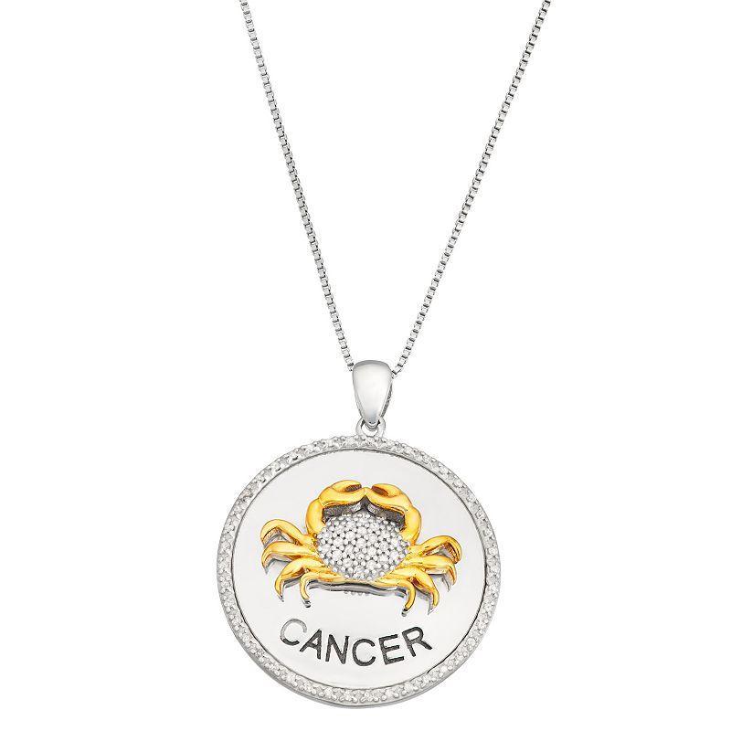 Jewelexcess 1/6 Carat T.W. Diamond Two-Tone Sterling Silver Zodiac Pendant Necklace, Womens Multicolor Product Image