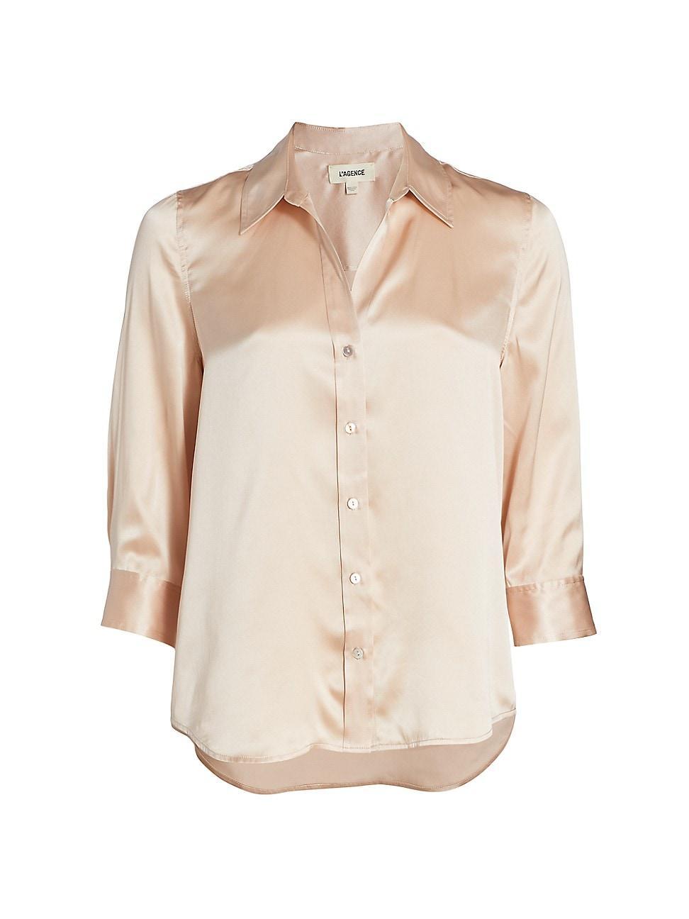 Womens Dani Three-Quarter Sleeve Silk Blouse - Petal - Size Medium Product Image