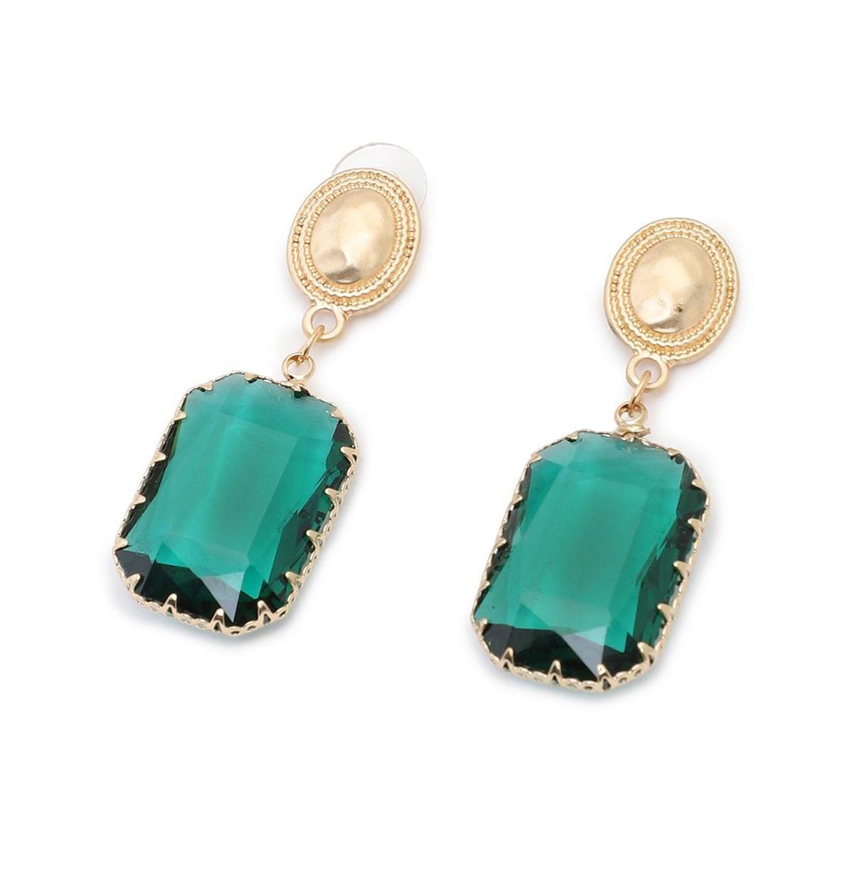 Sohi Womens Green Stone Drop Earrings product image