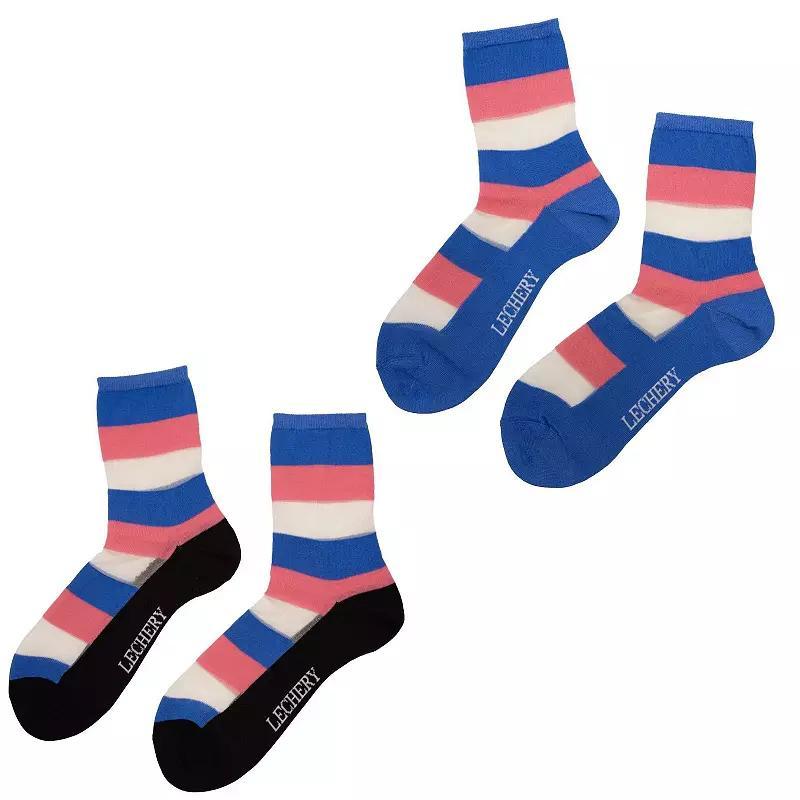 Womens LECHERY 2-Pack Striped Sheer Crew Socks Product Image