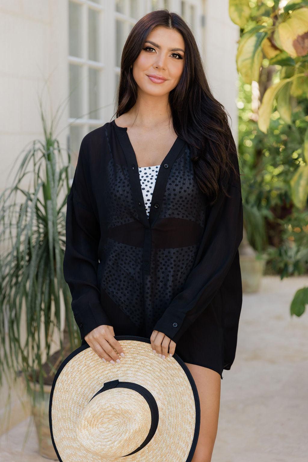 Along The Shore Black Swim Cover Up FINAL SALE Product Image