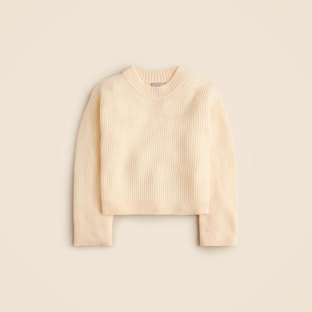 Ribbed cashmere cropped crewneck sweater Product Image