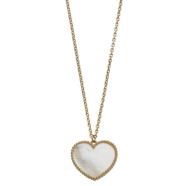 14k Gold Mother-of-Pearl Heart Pendant Necklace, Womens Product Image