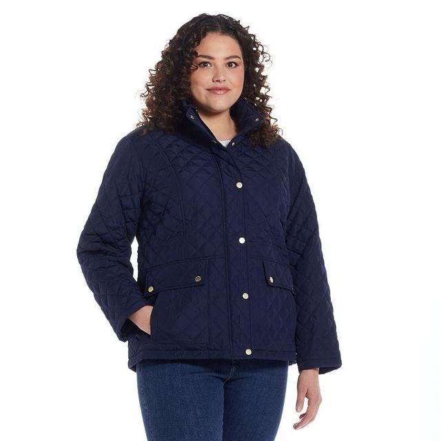 Plus Size Weathercast Modern Quilted Barn Jacket, Womens Blue Product Image